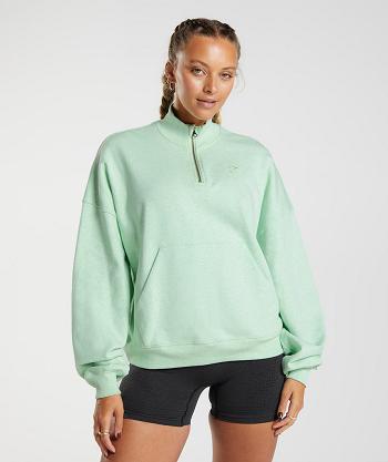 Dámské Accessories Gymshark Rest Day Sweats 1/2 Zip Pullover Zelene | CZ 3785WNB